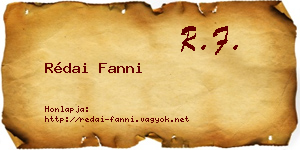 Rédai Fanni névjegykártya